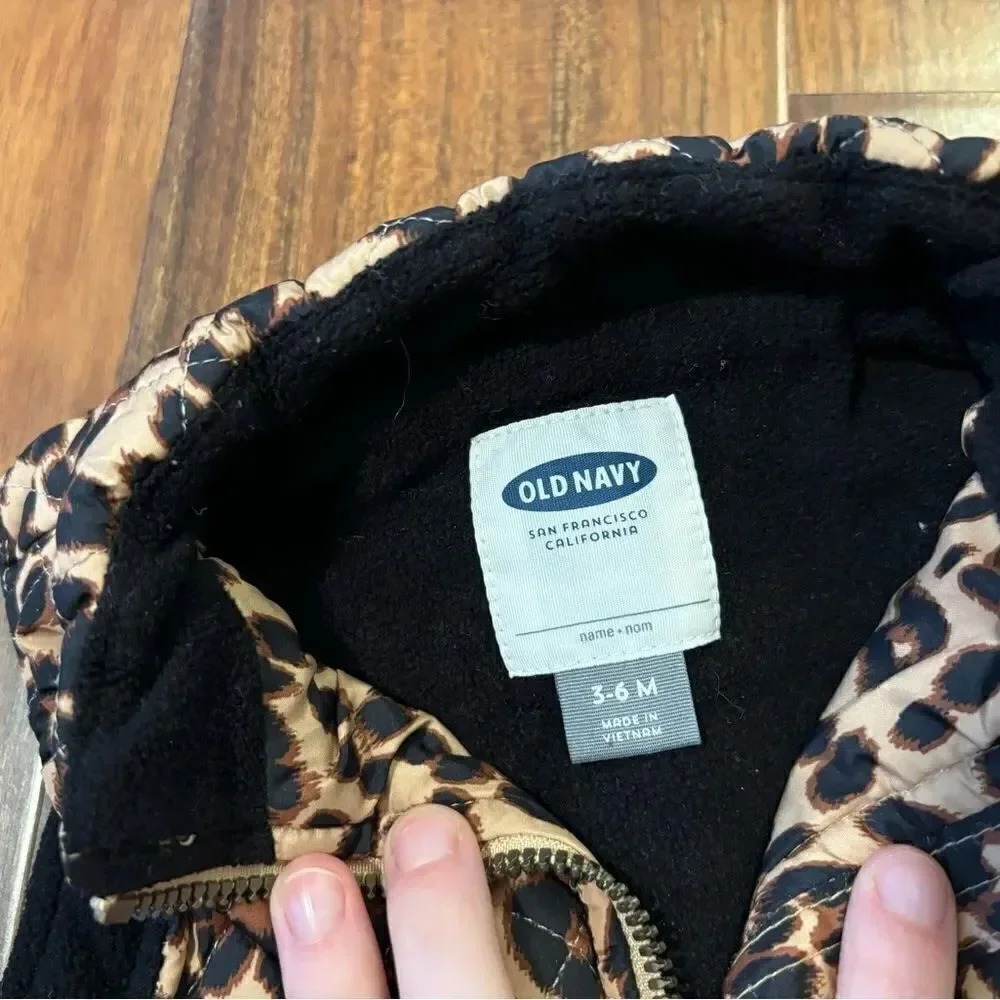 Old Navy cheetah leopard print puffer vest